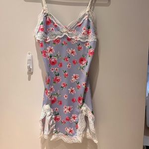 Floral Slip Dress with Lace Details